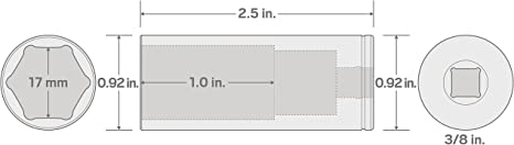 3/8 Inch Drive x 17 mm Deep 6-Point Socket